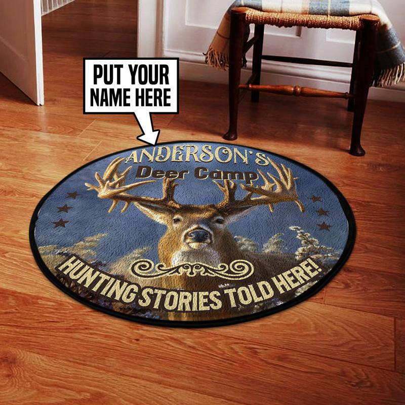 Personalized Deer Camp Hunting Stories Told Here Living Room