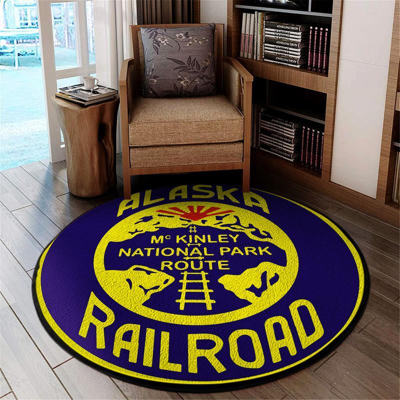Alaska Living Room Round Mat Circle Rug Alaska Mckinley Railroad