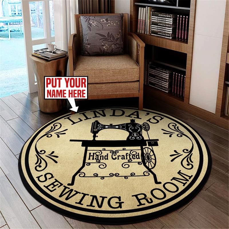 Personalized Sewing Room Living Room Round Mat Circle Rug 06488