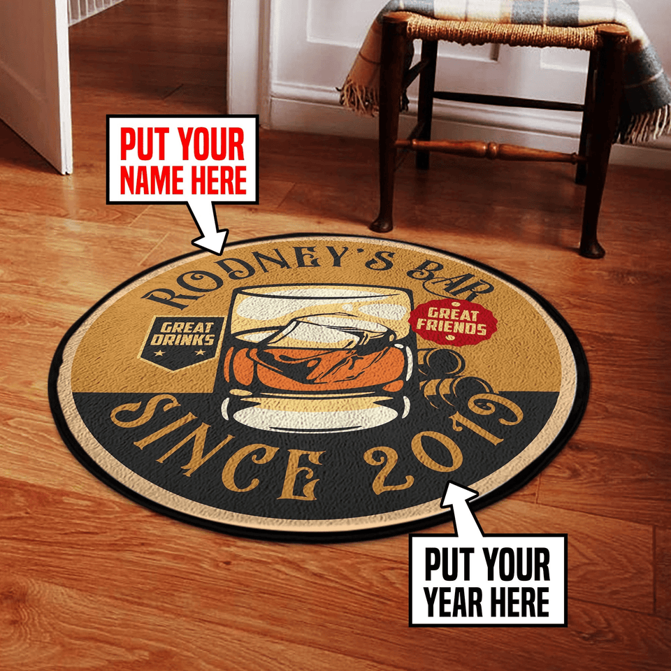 Personalized Bar Great Friends Great Drinks Living Room Round