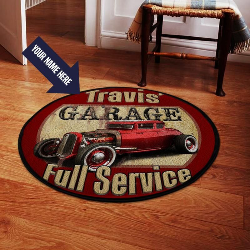 Personalize Vintage Custom Car Living Room Round Mat Circle Rug