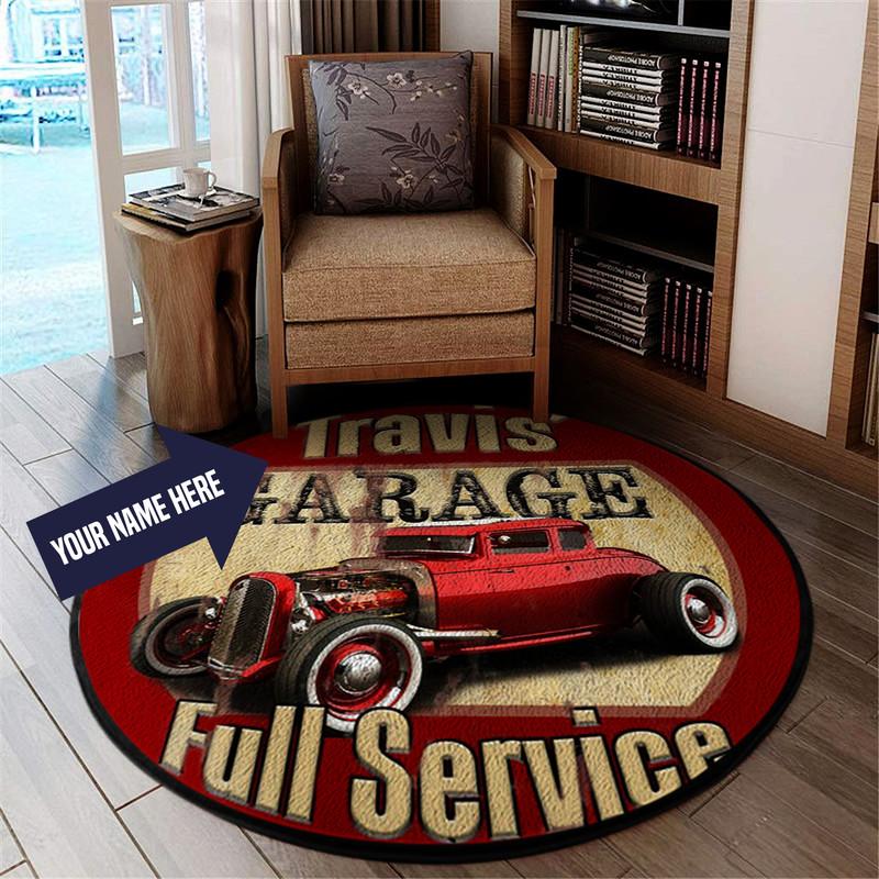 Personalize Vintage Custom Car Living Room Round Mat Circle Rug