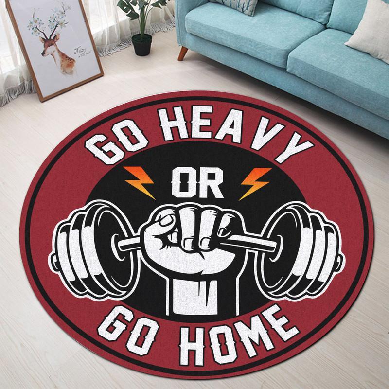 Go Heavy or Go Home Gym Living Room Round Mat Circle Rug 06696