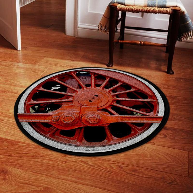 Locomotive Wheel Living Room Round Mat Circle Rug 05183