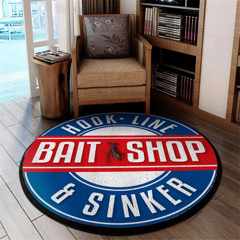 Hook Line and Sinker Living Room Round Mat Circle Rug 05401