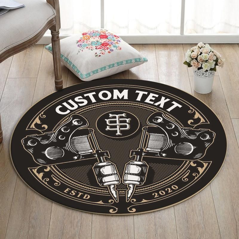 Personalized Tattoo Studio Living Room Round Mat Circle Rug 06795