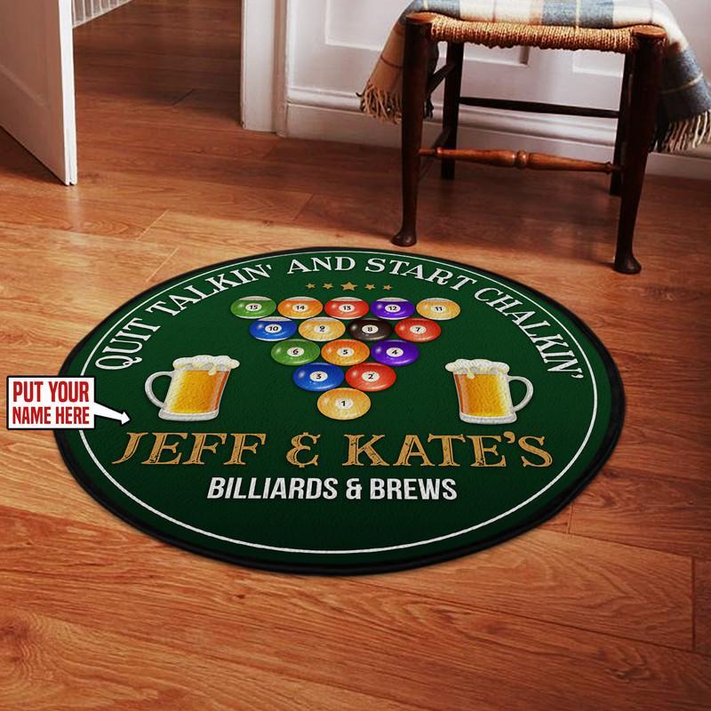 Personalized Billiards and Brews Living Room Round Mat Circle