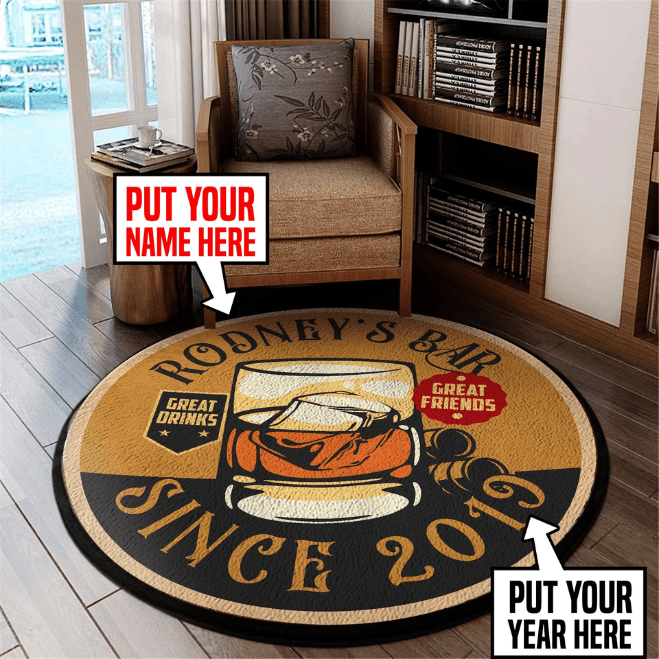 Personalized Bar Great Friends Great Drinks Living Room Round