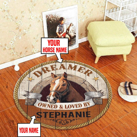 Personalized Horse Owned and Loved Living Room Round Mat Circle