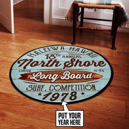North Shore Longboard Haleiwa Hawaii Living Room Round Mat