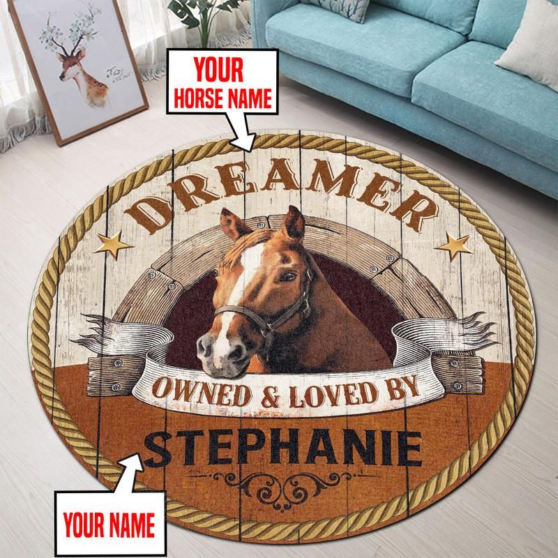 Personalized Horse Owned and Loved Living Room Round Mat Circle