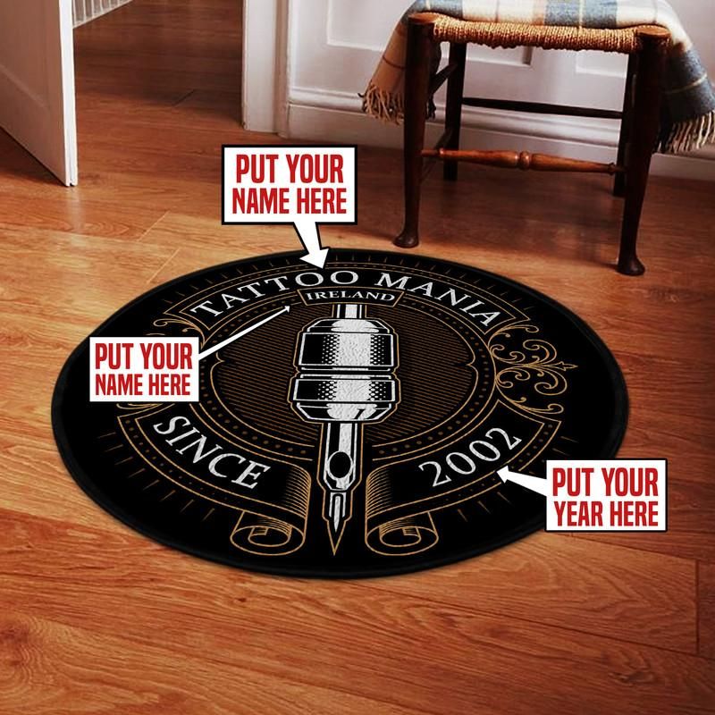 Personalized Tattoo Studio Living Room Round Mat Circle Rug 05927