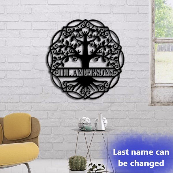 Family Tree Of Life Customized Family Last Name Metal Wall Art