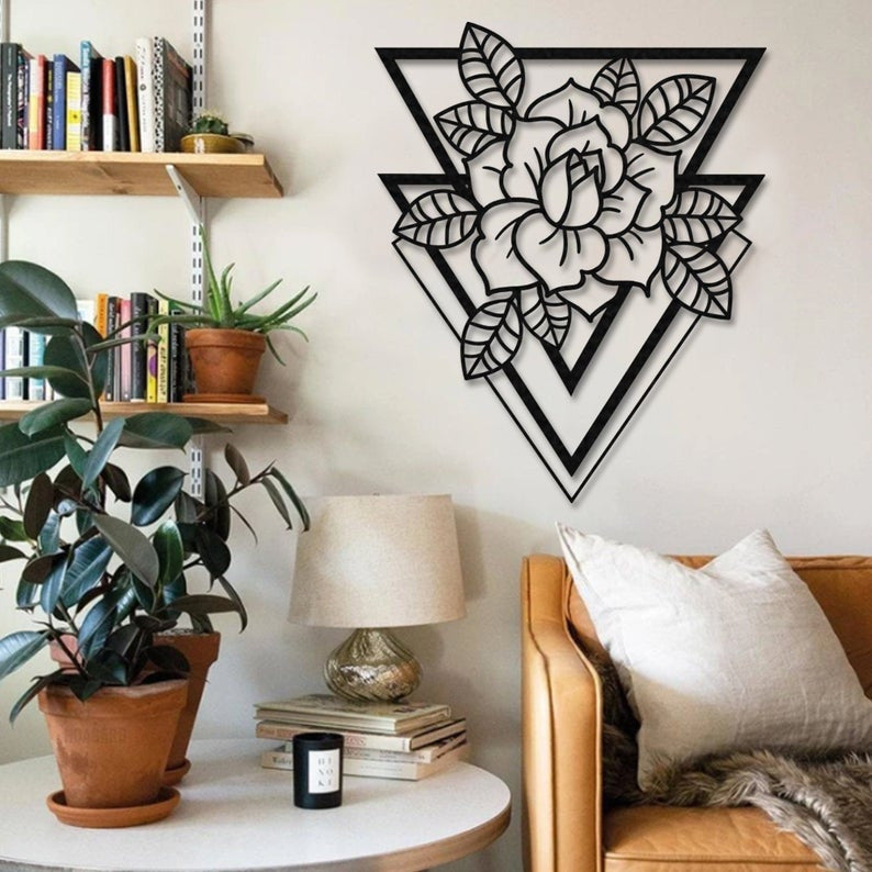 Trigon Flower Triangular | Wall Art Decor - Cut Metal Sign
