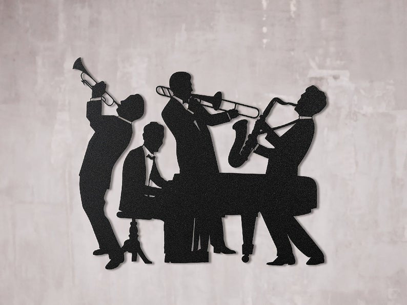 Jazz Band Music Studio | Decor | Wall Art - Cut Metal Sign