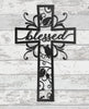 Jesus cross flower blessed - Cut Metal Sign