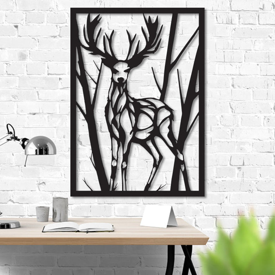 Geometric Deer Decor | Wall Art - Cut Metal Sign