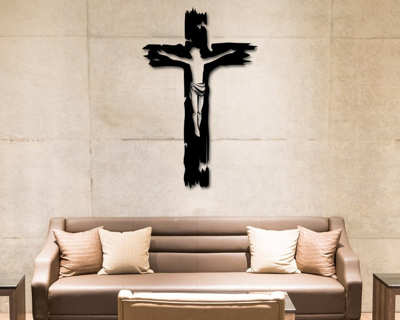 Jesus Cross Religious Gifts | Decor | Wall Art - Cut Metal Sign