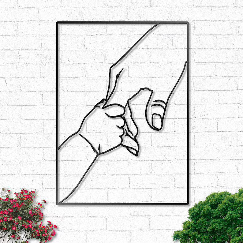 Hand by Hand Mother and Son Mother and Daughter Mother and Baby - Cut Metal Sign