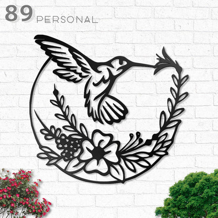 Hummingbird Floral Garden - Metal House Sign