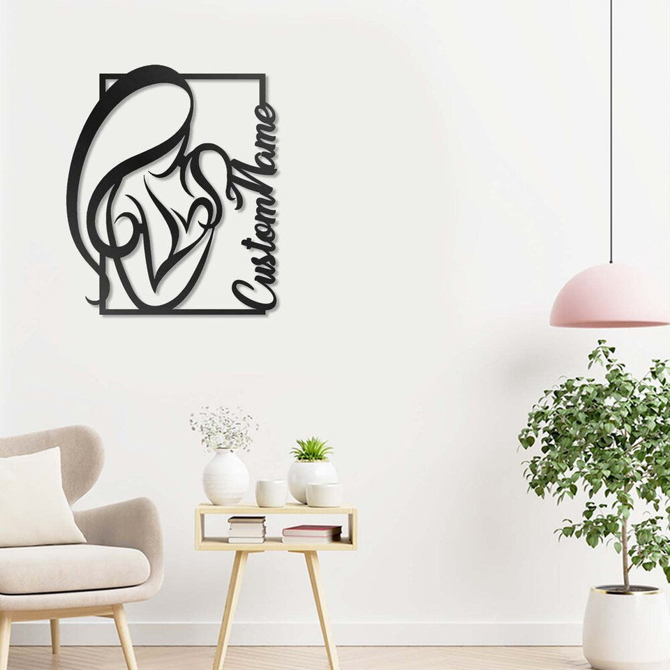 Custom Name Heart Mother and Daughter - Metal House Sign