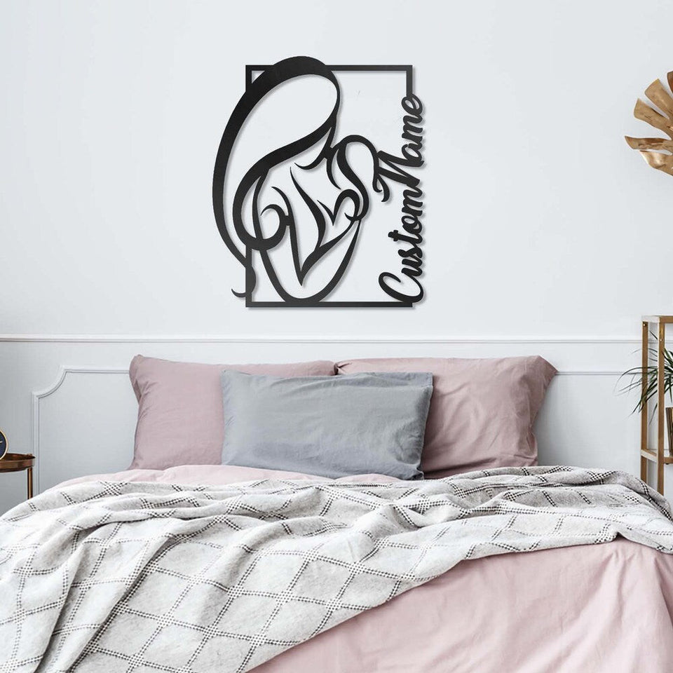 Custom Name Heart Mother and Daughter - Metal House Sign