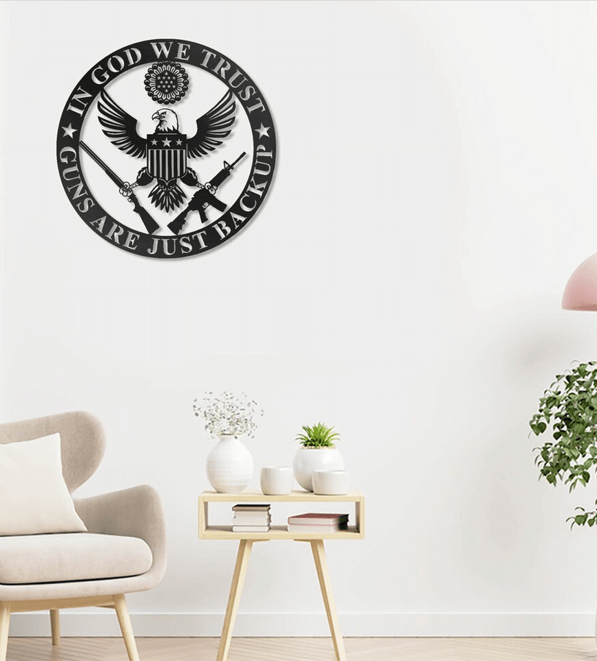 Eagle In God We Trust American Flag - Metal House Sign