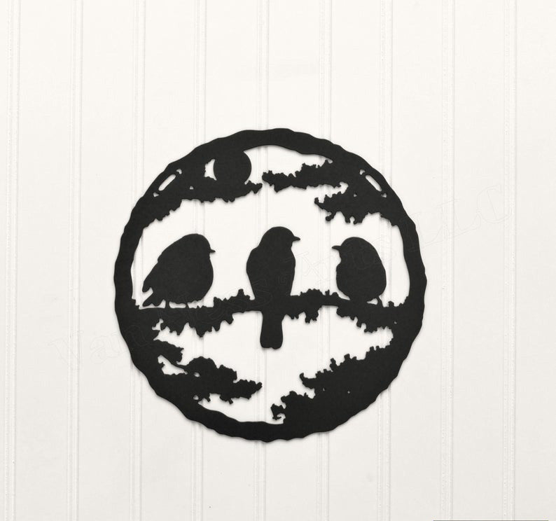 Cozy Three Birds | Decor | Wall Art - Cut Metal Sign
