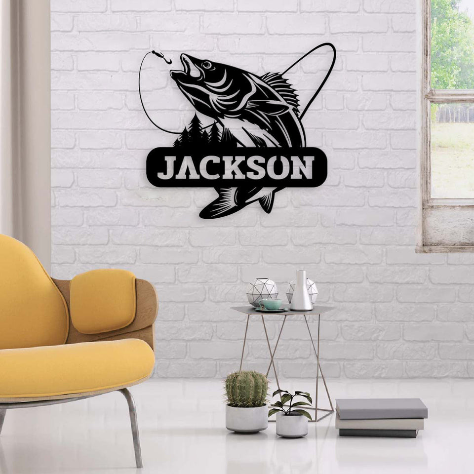 Fishing Lovers Customized Name Metal Wall Art