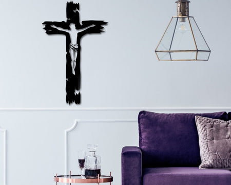 Jesus being nailed to the cross - Cut Metal Sign