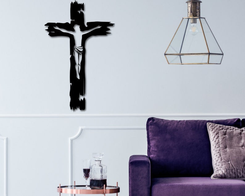 Jesus being nailed to the cross - Cut Metal Sign