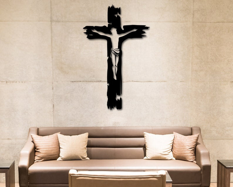 Jesus being nailed to the cross - Cut Metal Sign