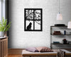 Cat Looking Out The Window With Bird And Tree | Wall Art Decor - Cut Metal Sign