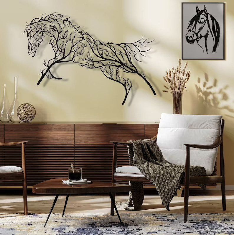Horse Tree Forest find the soul - Cut Metal Sign