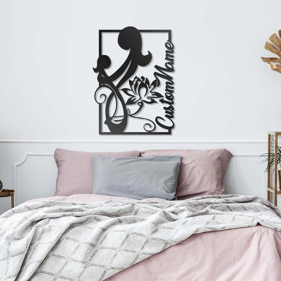 Custom Name Lotus Mother and Daughter - Metal House Sign