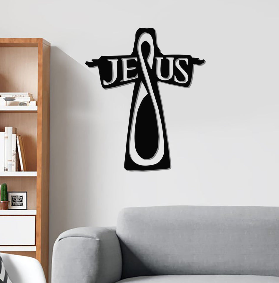 Bible Jesus in cross Cut Metal Sign