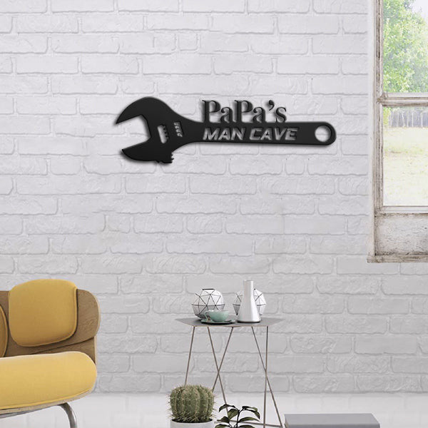 Family Papa's Spanner Customized Name Metal Wall Art