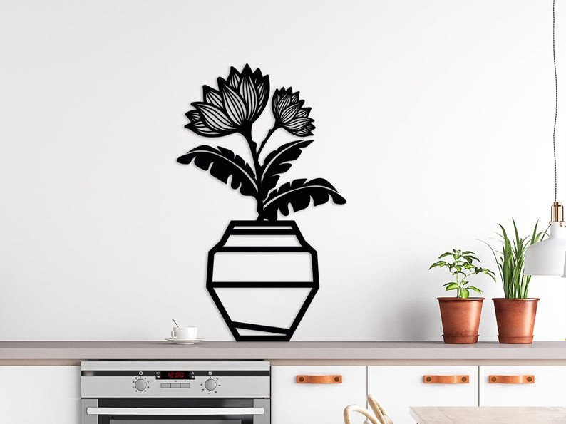 Flower in Vase | Decor | Wall Art - Cut Metal Sign