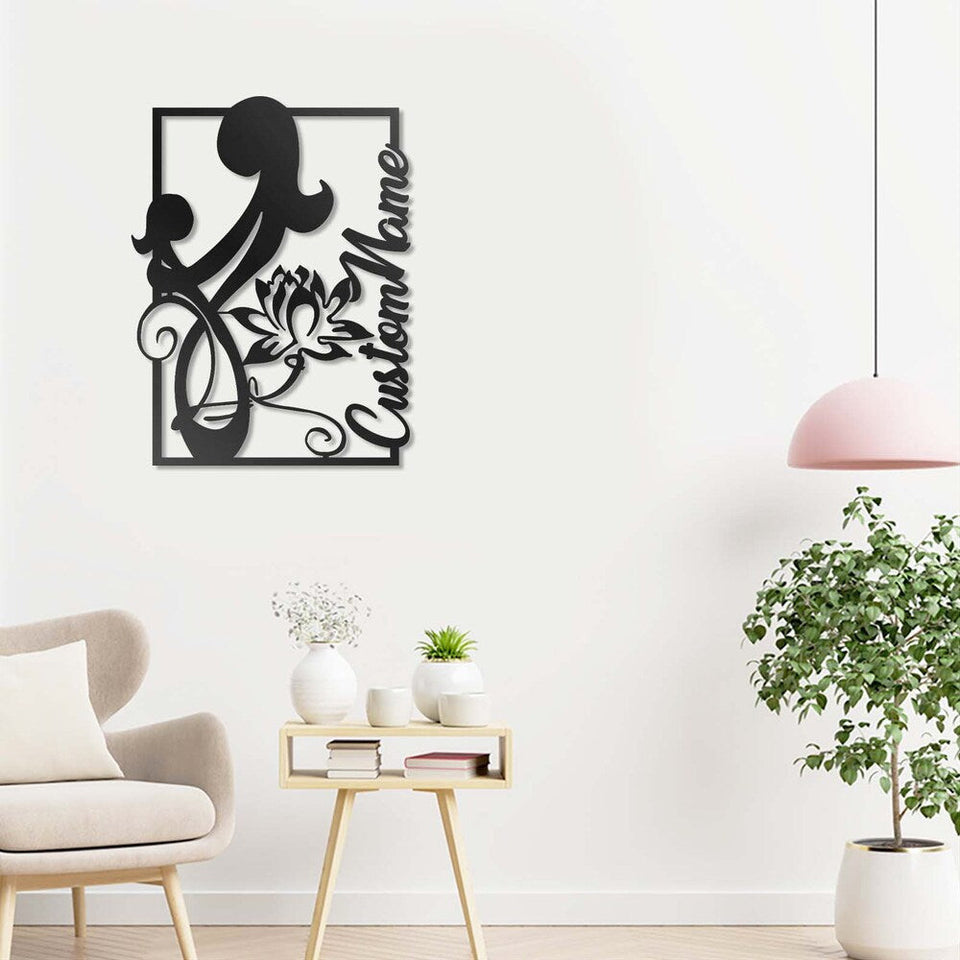 Custom Name Lotus Mother and Daughter - Metal House Sign