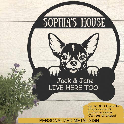 Chihuahua's House Dog Lovers Personalized Metal Sign