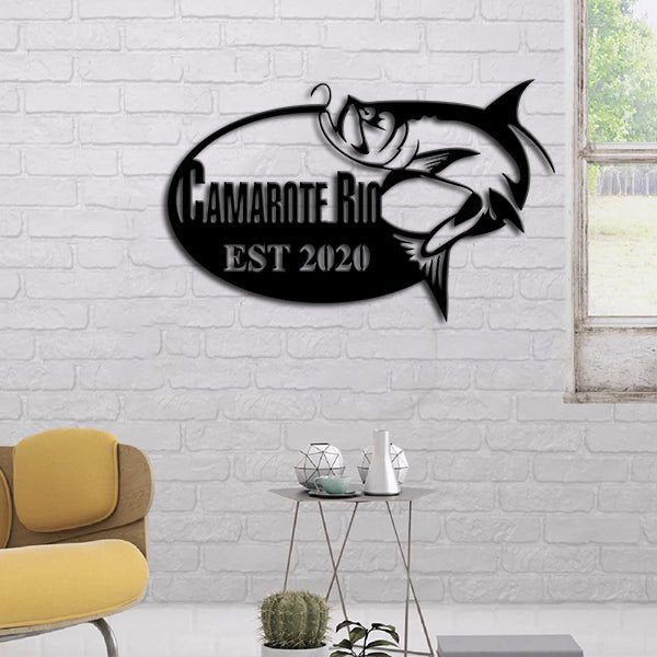 Fishing Lovers Customized Name Metal Wall Art