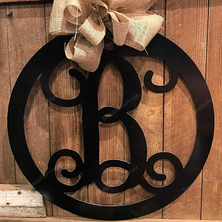 Monogram Family Door Hanger Decor Single Letter Personalized Metal Acm Decor Vine Script Font Custom Letter Signs Monogram Family Beware Halloween Sign Plain Garage Signs For Men