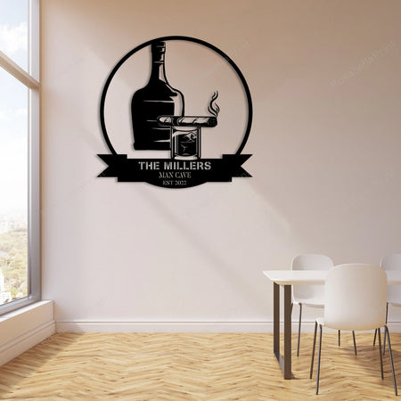 Personalized Whiskey And Cigarette Man Cave Metal Signs Personalized Whiskey Kitchen Decorations Wall Signs Shapely Vintage Metal Signs For Garage