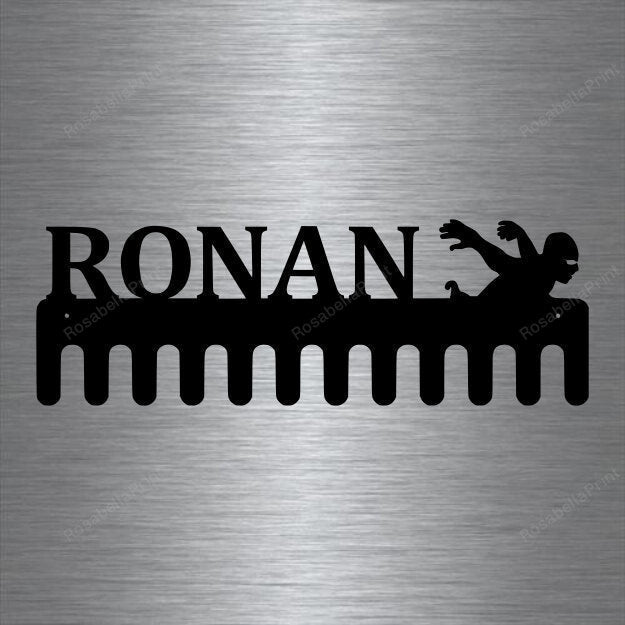 Swimming Custom Name Medal Hanger Holder Display Rack 12 Hooks, Cut Metal Sign Swimming Custom Bathroom Signs Wall Decor Plain Funny Signs For Man Cave
