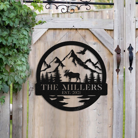 Personalized Family Name Moose Deer Hunting Metal Sign Personalized Family Home Sign Wall Decor Elegant Farmhouse Signs For Kitchen