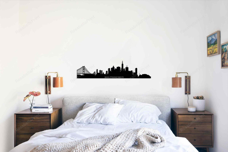 San Francisco City Silhouette Metal Wall Art, San Francisco Skyline Metal , Home Living Room Decoration, Wall Hangings,, Metal Laser Cut Metal Signs San Francisco Custom Wall Sign Plain Metal Address Signs For Houses