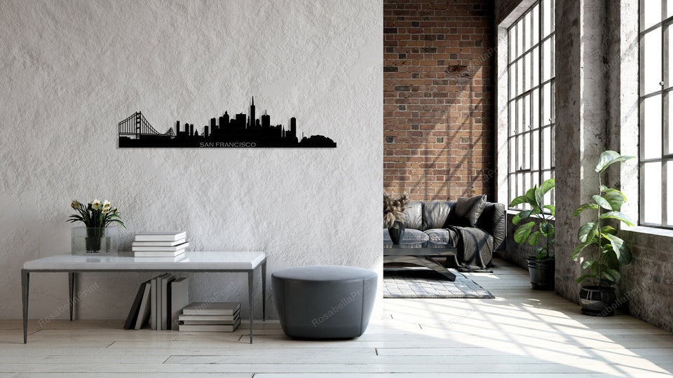 San Francisco City Silhouette Metal Wall Art, San Francisco Skyline Metal , Home Living Room Decoration, Wall Hangings,, Metal Laser Cut Metal Signs San Francisco Custom Wall Sign Plain Metal Address Signs For Houses