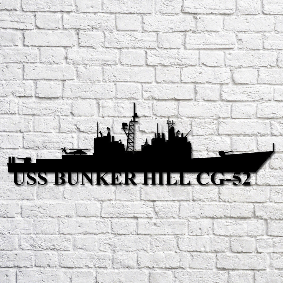 Uss Bunker Hill Cg52 Navy Ship Metal Art, Custom Us Navy Ship Cut Metal Signs Uss Bunker Tin Sign Funny Welcome Sign For Wall