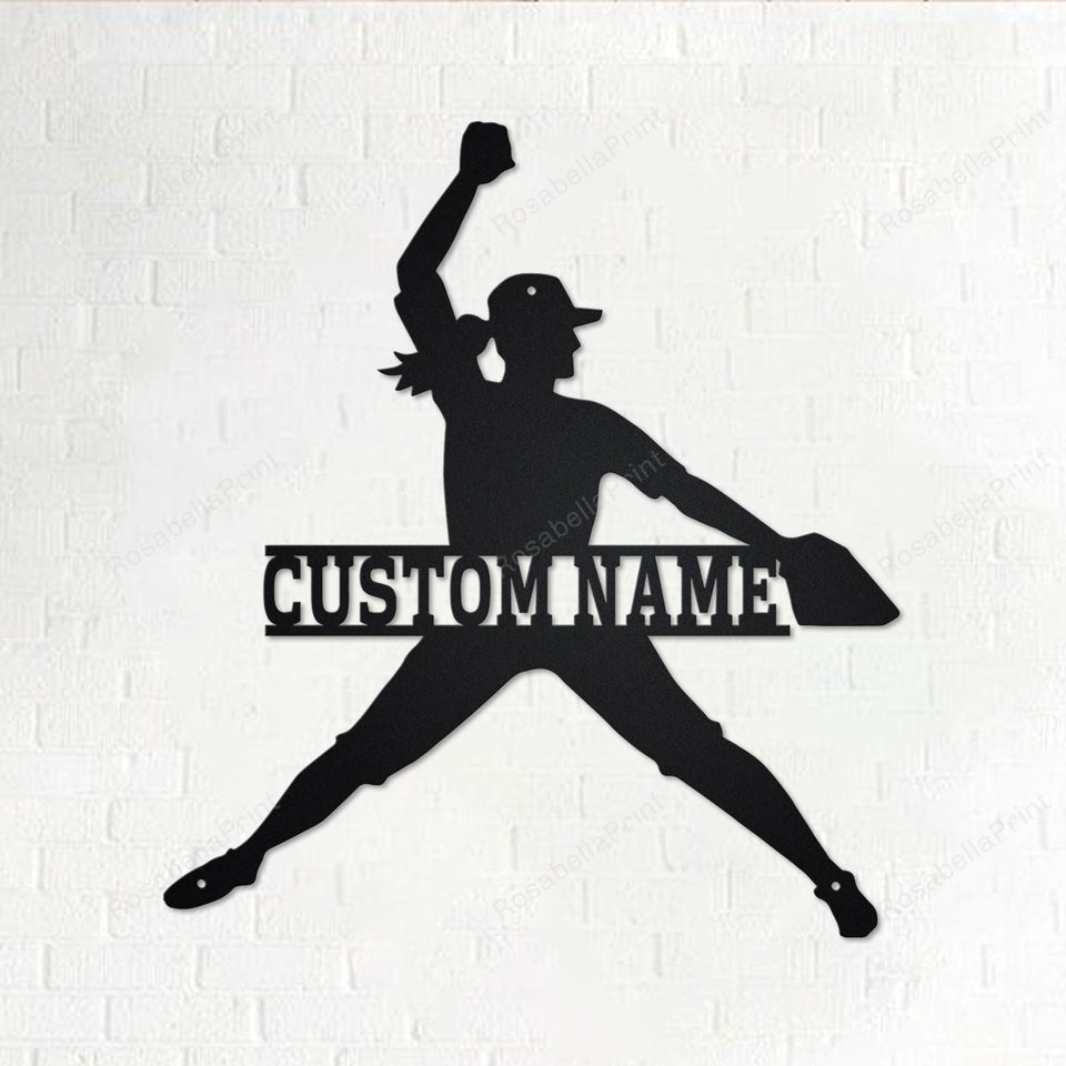 Custom Girl Solfball Metal Wall Art, Personalized Girl Solfball Name Sign Custom Girl Family Wall Sign Cool Signs For Business