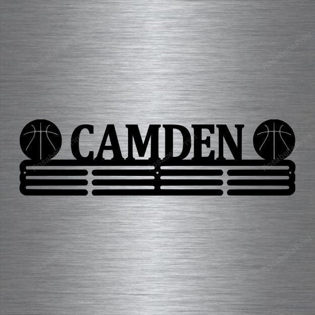 Basketball Custom Name Medal Hanger Holder Display Rack Male 3 Rung, Cut Metal Sign Basketball Custom Custom Wood Signs Personalized Small Wall Signs For Home Decor